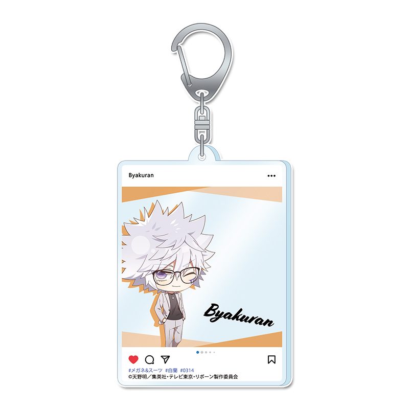 家庭教師ヒットマンREBORN! ぷちちょこアクリルキーホルダー 白蘭 メガネ&スーツVer. ("Reborn!" Puchichoko Acrylic Key Chain Byakuran Glasses & Suit Ver.)