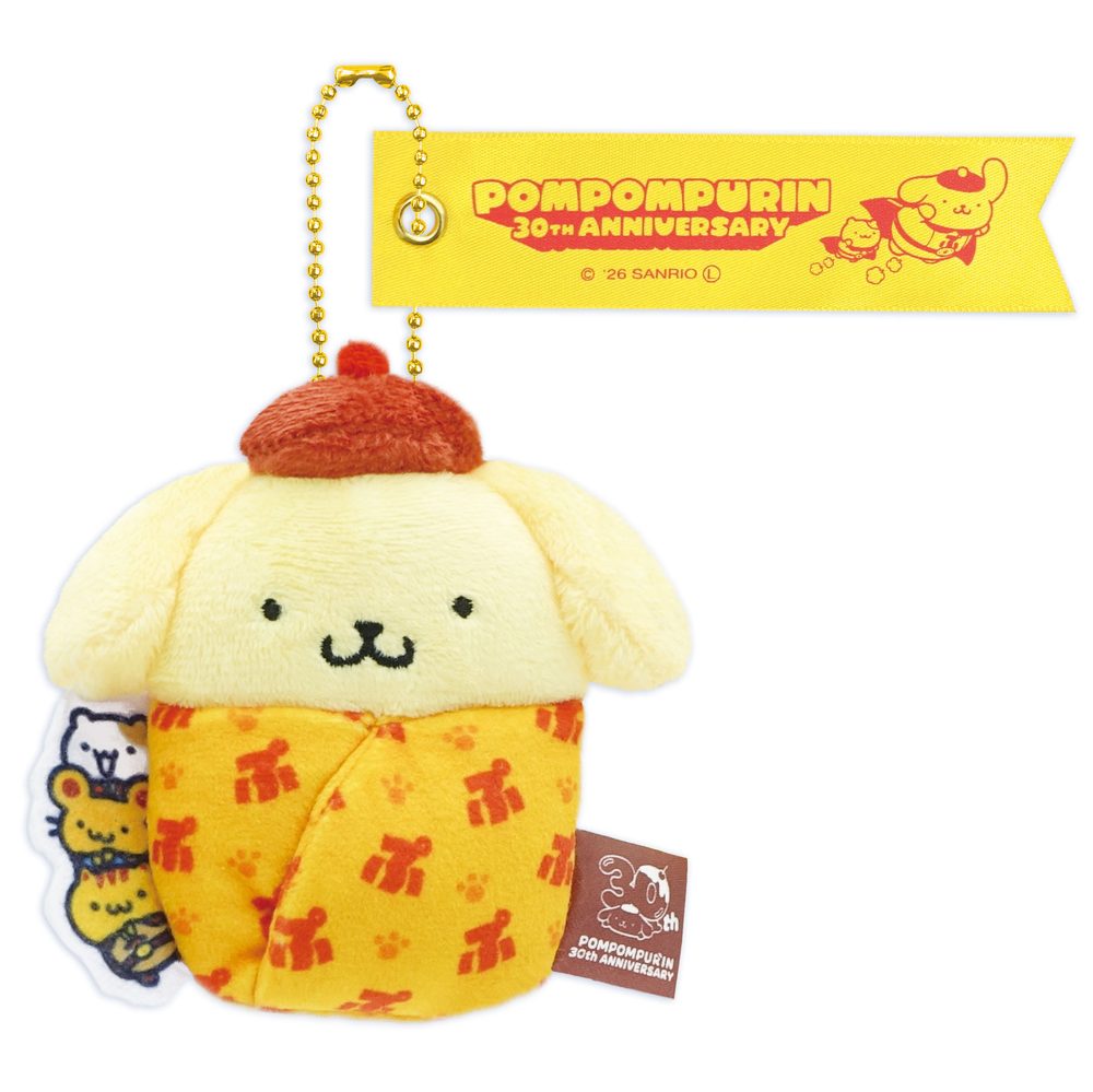 ポムポムプリン30周年 おくるみマスコット ポムポムヒーロー 8203-583 (Pom Pom Purin 30th Anniversary Okurumi Mascot Pom Pom Hero 8203-583)