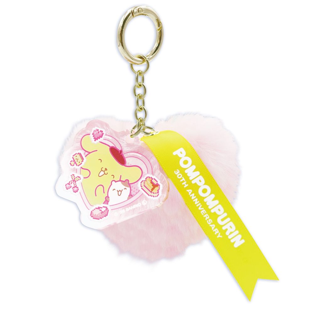 ポムポムプリン30周年 ファーチャーム ピンクハート 8203-586 (Pom Pom Purin 30th Anniversary Fur Charm Pink Heart 8203-586)